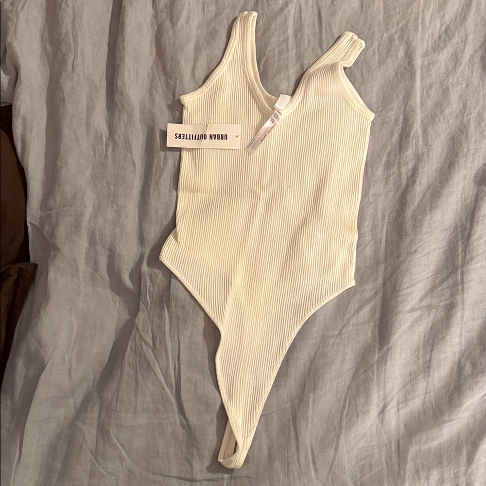 Urban outfitters Cream Ribbed Bodysuit